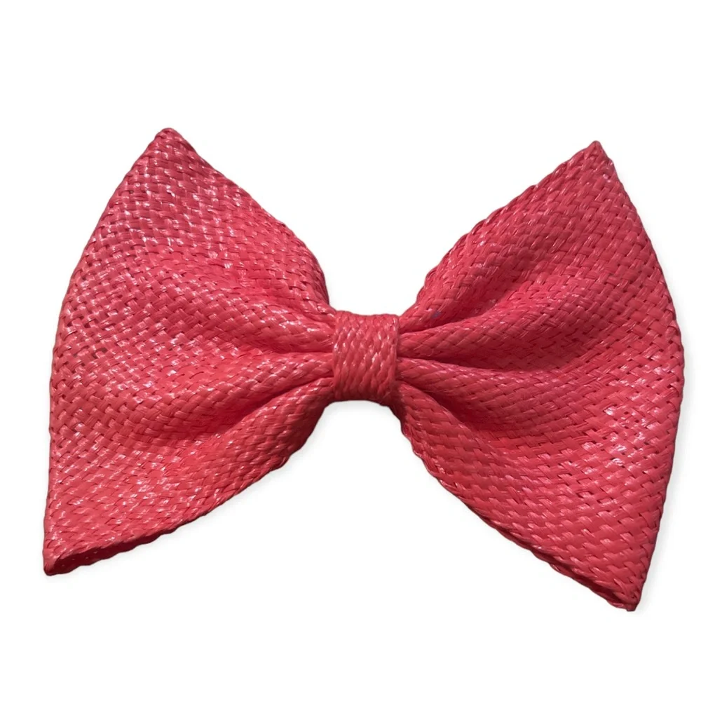 Vintage XL French Hair Bow,‎ Red with Orange Undertone, Handmade in France, 5.5”